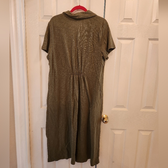 New Olive Short Sleeve Dress with Collar - Picture 3 of 3